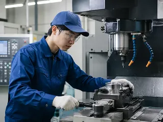 工作機械を操作する社員